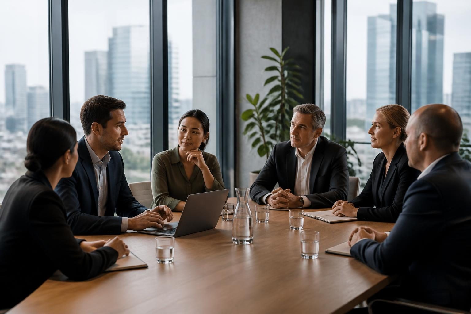 Business people in a boardroom meeting in a Melbourne office